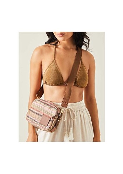 Strıpe Raffıa Camera Bag Pastel Multi fiyatları