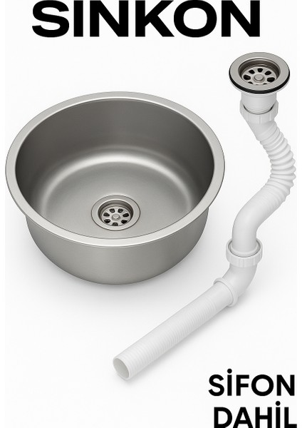 Paslanmaz Krom Eviye 30X30 Karavan Evye Sifon Dahildir