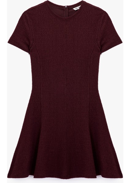 Viskon Karışımlı Kısa Kollu Bisiklet Yaka Mini Elbise modelleri