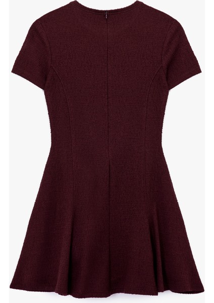 Viskon Karışımlı Kısa Kollu Bisiklet Yaka Mini Elbise fırsatları