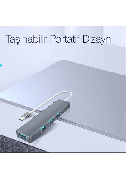 Ally ADS-301C 5 In 1 Type C Dönüştürücü 4 USB Portlu Adaptör Hub ÇOKLAYICI-(1903) fiyatları