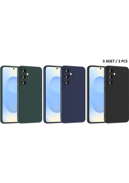 Galaxy S25 FE Kılıf Zore Mara Lansman Kapak 3'lü Ekonomik Paket / Siyah - Lacivert - Koyu Yeşil