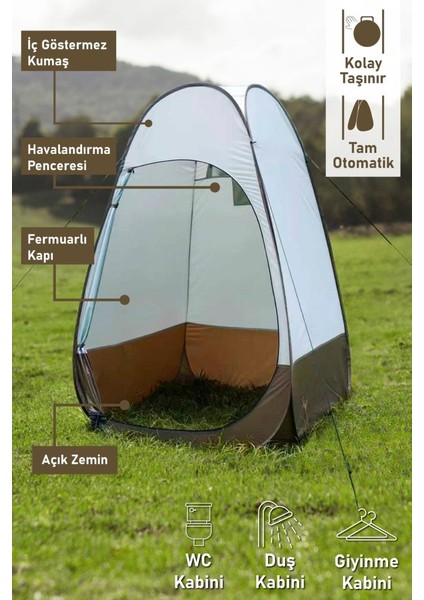 Otomatik Kamp Çadırı -Kabin Çadır - Duş / Giyinme / Kamp Tuvalet Çadırı 115X115X190