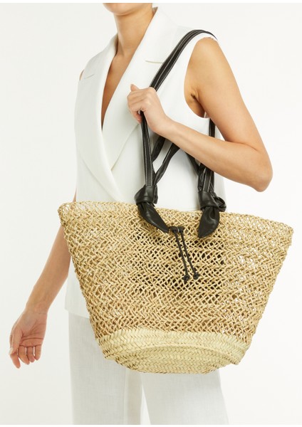 Fonol Siyah Naturel Palmiye Lifi Plaj Çantası fiyatları