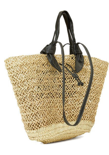 Fonol Siyah Naturel Palmiye Lifi Plaj Çantası modelleri