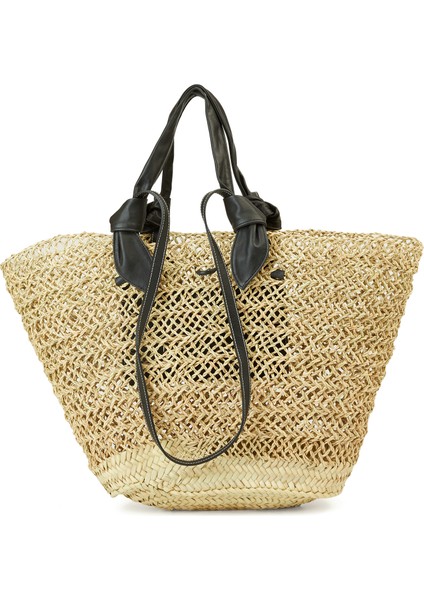 Fonol Siyah Naturel Palmiye Lifi Plaj Çantası fırsatları