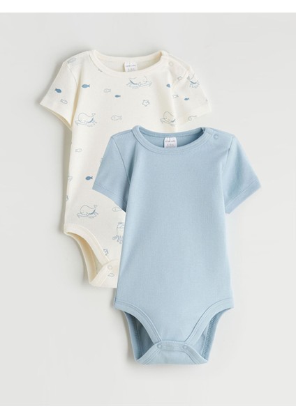 Yeni Sezon Kısa Kollu Erkek Bebek Çıtçıtlı Body 2'li