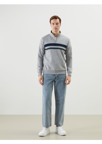 Yeni Sezon Dik Yaka Uzun Kollu Çizgili Erkek Sweatshirt fiyatları