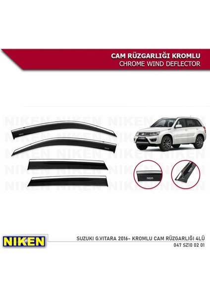 Kromlu Cam Rüzgarlığı Suzuki G. Vitara 2016-2020 ile Uyumlu fiyatları