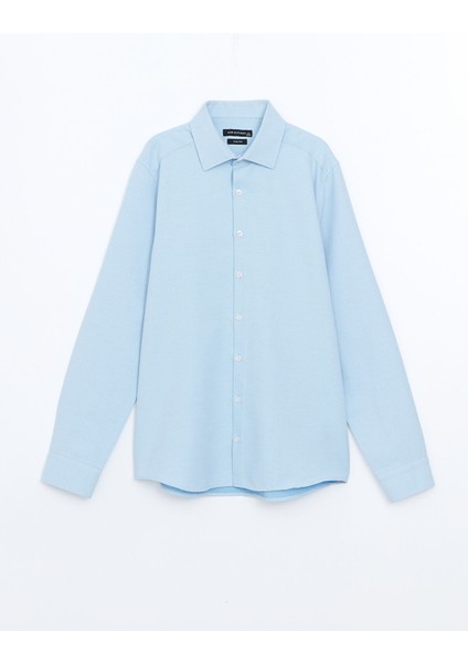 Yeni Sezon Slim Fit Uzun Kollu Armürlü Erkek Gömlek