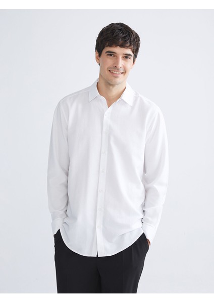 Yeni Sezon Önden Düğme Kapamalı Düz Uzun Kollu Erkek Gömlek