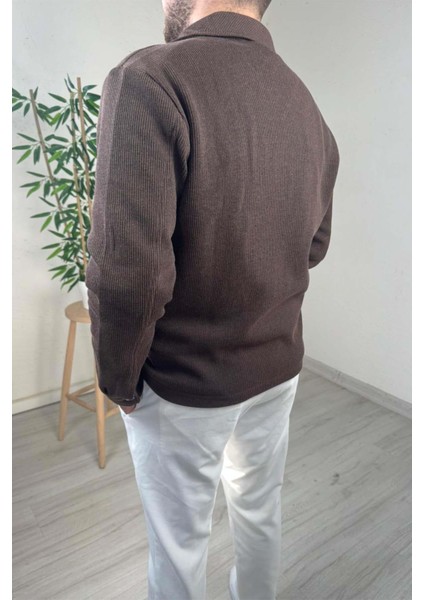 - Premium Kalite Erkek Kahve Fermuarlı Polo Yaka Çift Cepli Ceket fiyatları