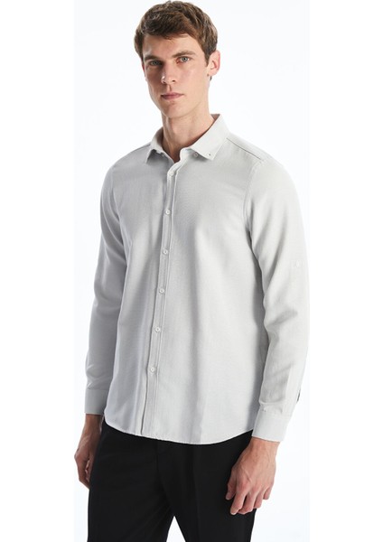 Yeni Sezon Slim Fit Uzun Kollu Armürlü Erkek Gömlek