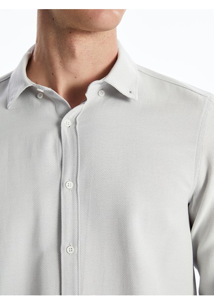 Yeni Sezon Slim Fit Uzun Kollu Armürlü Erkek Gömlek modelleri