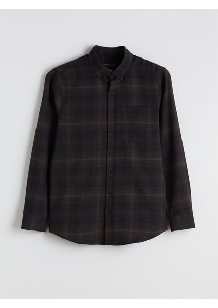 Yeni Sezon Regular Fit Uzun Kollu Ekose Gabardin Erkek Gömlek