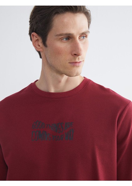 Yeni Sezon Bisiklet Yaka Baskılı Erkek Sweatshirt