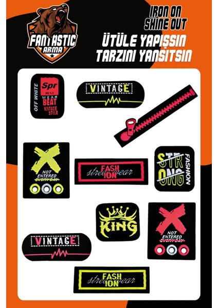 Ütü ile Yapışan Dokuma Arma Seti Patch Yama Fosfor Strong, Fashıon Modeli