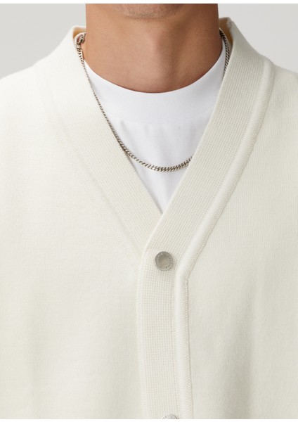 Ekru Interlok Triko Hırka