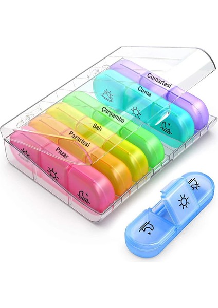 ally taşınabilir 7 günlük haftalık hap vitamin saklama kutusu kabı-(1903)