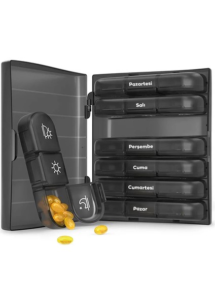 ally taşınabilir 7 günlük haftalık hap vitamin saklama kutusu kabı-(1903) fiyatları