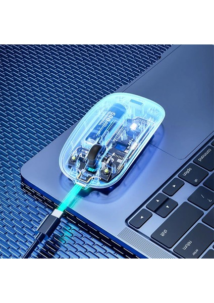 Inphic X5 Kablosuz Fare Şarj Edilebilir Sessiz Kullanım 2.4g Transparan USB MOUSE-(1903) modelleri
