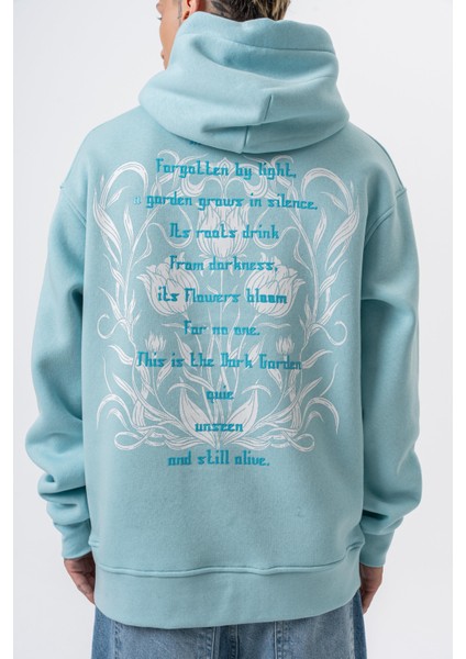 Erkek Garden Baskılı Kapüşonlu Oversize Hoodie Bebe Mavi fırsatları