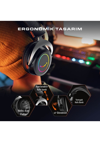 Ampligame H3 Mikrofonlu Rgb Gaming Oyuncu Kulaklığı