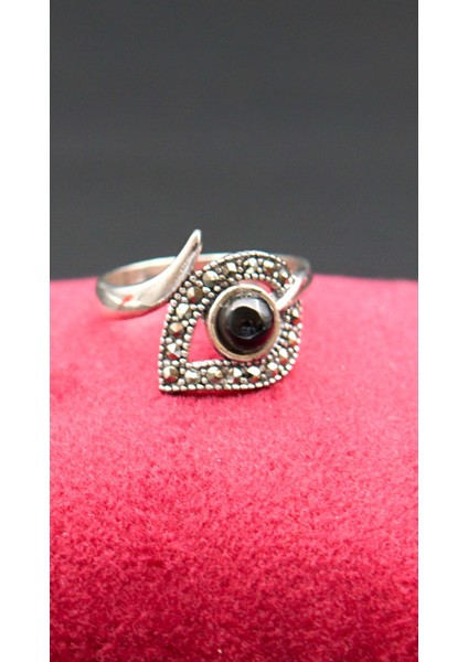 925 Ayar Kadın Gümüş Oltu Taşı Yüzük SY00067