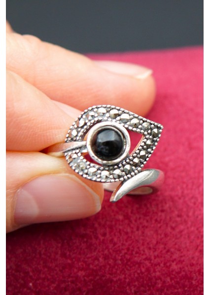 925 Ayar Kadın Gümüş Oltu Taşı Yüzük SY00067 modelleri