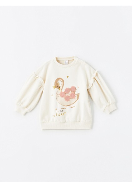 Yeni Sezon Bisiklet Yaka Uzun Kollu Baskılı Kız Bebek Sweatshirt ve Tayt 2'li fiyatları