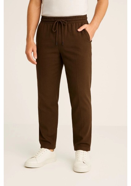 Erkek Keten Pantolon – Cepli, Beli Lastikli ve Bağcıklı, Nefes Alan Rahat Kalıp, Yazlık ve Baharlık Günlük Giyim, Şık & Konforlu Boru Paça Model - Kahverengi