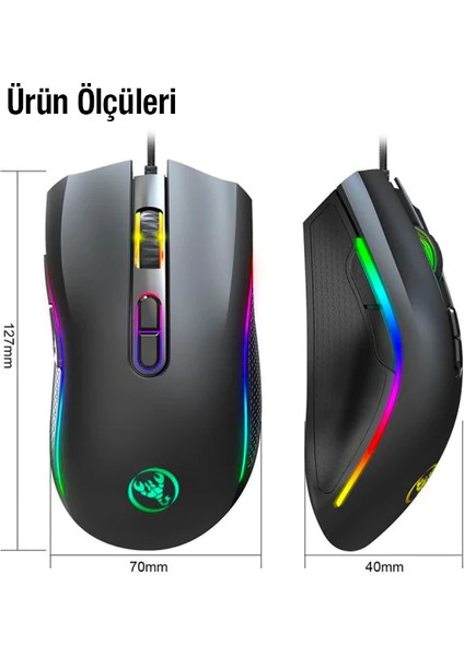 Hxsj A869 7200DPI Ayarlanabilir Rgb Işık Gaming Oyuncu MOUSE-(1903) indirimleri
