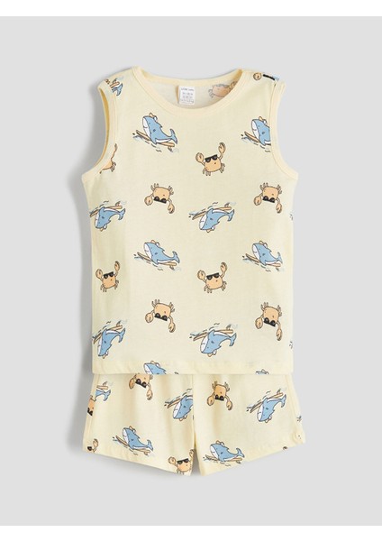 Yeni Sezon Baskılı Erkek Bebek Atlet ve Şort 2'li