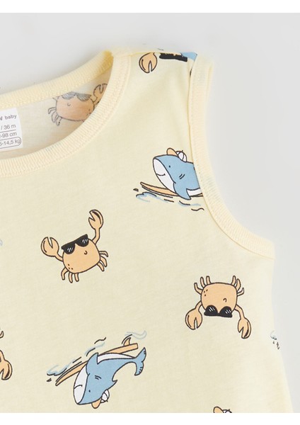 Yeni Sezon Baskılı Erkek Bebek Atlet ve Şort 2'li modelleri