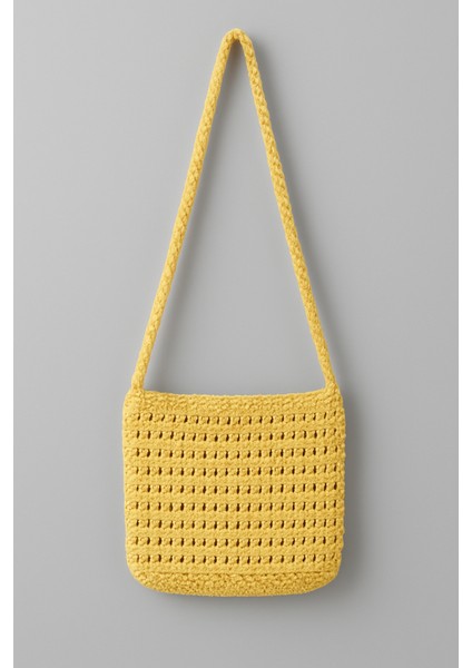 El Yapımı Sarı Örgü Omuz Çantası – Bohem Kadın Çanta modelleri