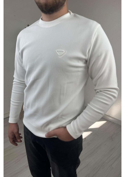 Erkek Beyaz Bisiklet Yaka Slim Kazak fiyatları