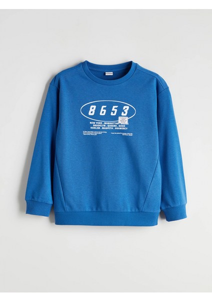 Lcw Kids Mavi Bisiklet Yaka Erkek Çocuk Sweatshirt