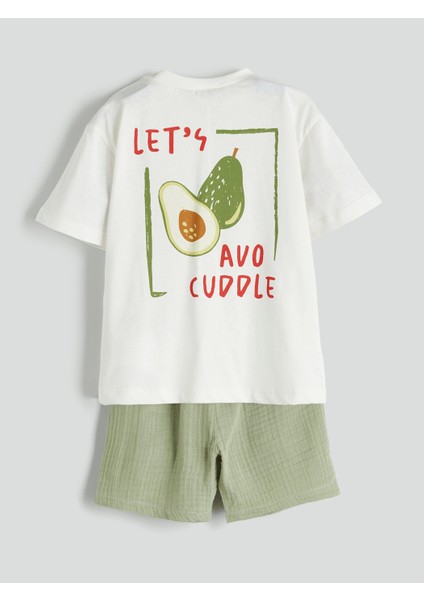 Yeni Sezon Bisiklet Yaka Erkek Bebek Tişört ve Şort 2'li