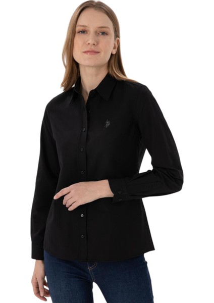 Kadın Siyah Uzun Kollu Basic Gömlek