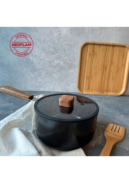 Bien Black Indüksiyonlu Akasya Ağacı Sap ve Kulplu Alüminyum Döküm Sos Tenceresi 18 cm modelleri