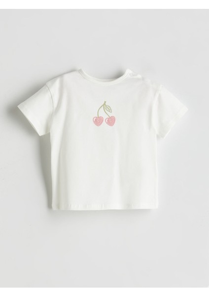 Yeni Sezon Kiraz Baskılı Kız Bebek Tişört ve Tayt 2'li fiyatları