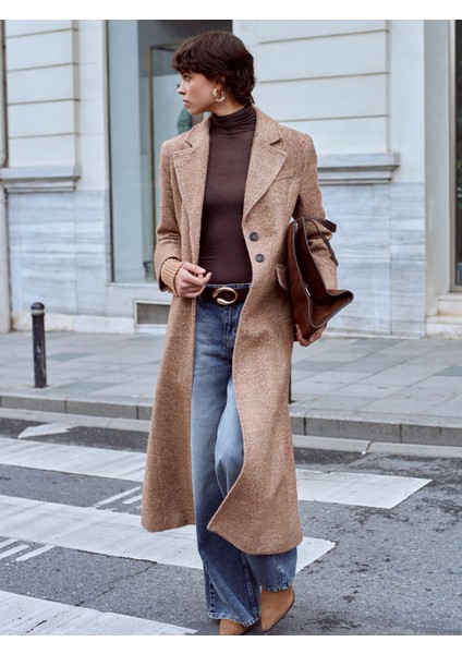 65478 Triko Kol Detaylı Kaban-Camel fiyatları