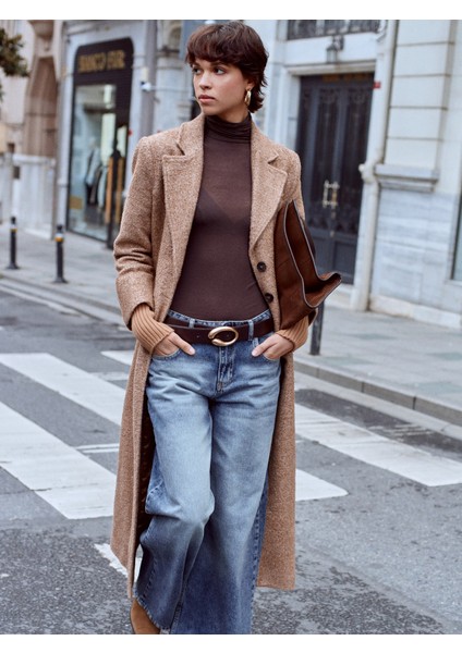 65478 Triko Kol Detaylı Kaban-Camel modelleri