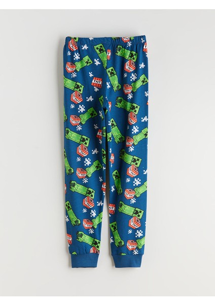 Yeni Sezon Bisiklet Yaka Minecraft Baskılı Erkek Çocuk Pijama Takımı indirimleri