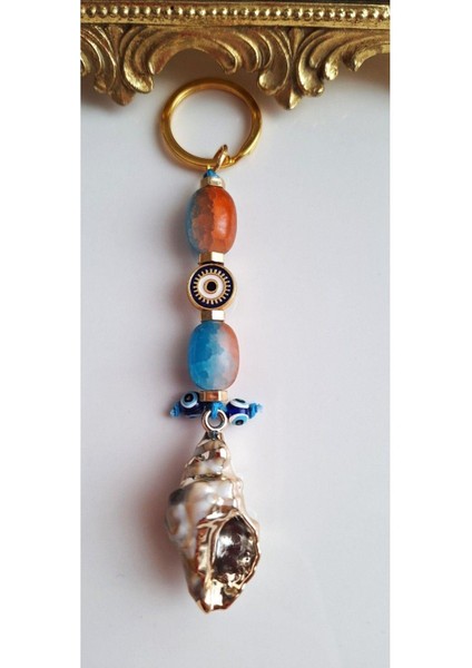 Hediyelik Nazar Boncuklu Deniz Kabuklu Anahtarlık 12 cm