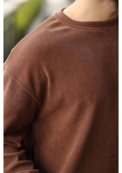 Kahverengi Bisiklet Yaka Erkek Kadife Takım E7337 modelleri