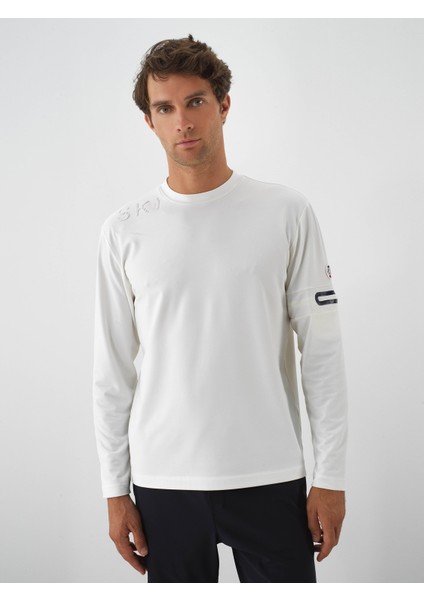 Erkek Ekru Esnek Dokulu Regular Fit Uzun Kollu Tişört fiyatları