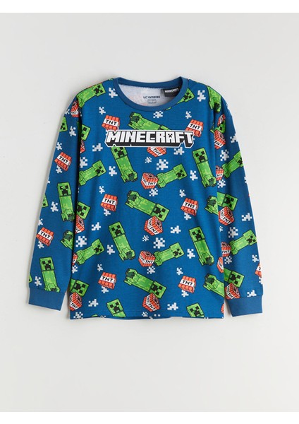 Yeni Sezon Bisiklet Yaka Minecraft Baskılı Erkek Çocuk Pijama Takımı fiyatları