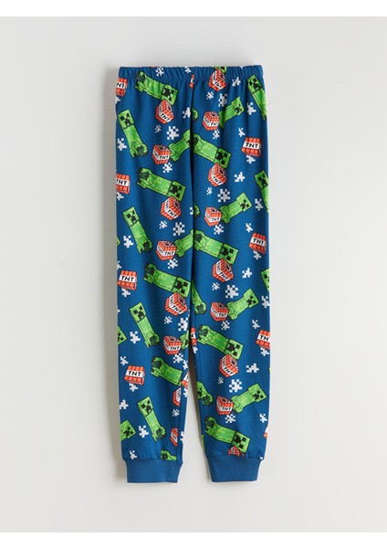 Yeni Sezon Bisiklet Yaka Minecraft Baskılı Erkek Çocuk Pijama Takımı fırsatları