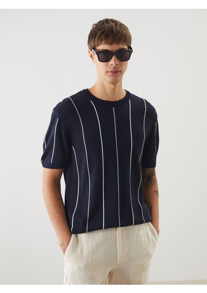 Yeni Sezon Bisiklet Yaka Kısa Kollu Çizgili Erkek Triko Kazak